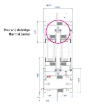 A CAD drawing of a window frame with an Azon thermal barrier.